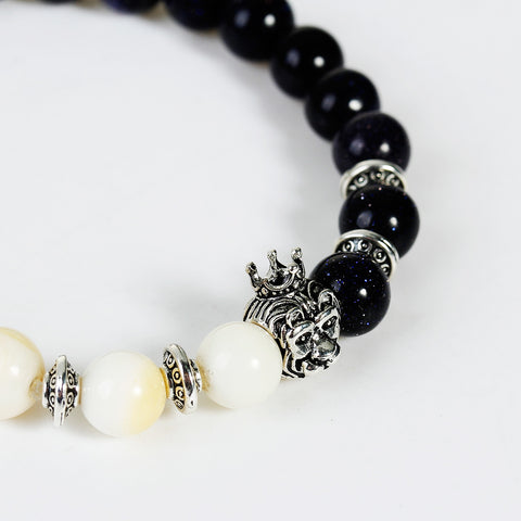 Men,Women 8mm Lava Rock Synthetic Beaded Healing Elastic Bracelet