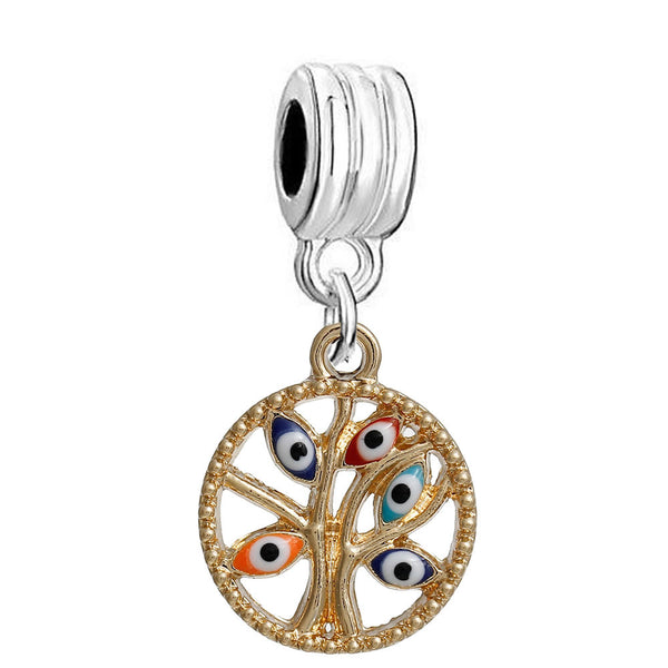 Sexy Sparkles Tree Of Life With Evil Eyes Dangle Charm fits European Charm bracelets & Necklaces - Sexy Sparkles Fashion Jewelry - 1