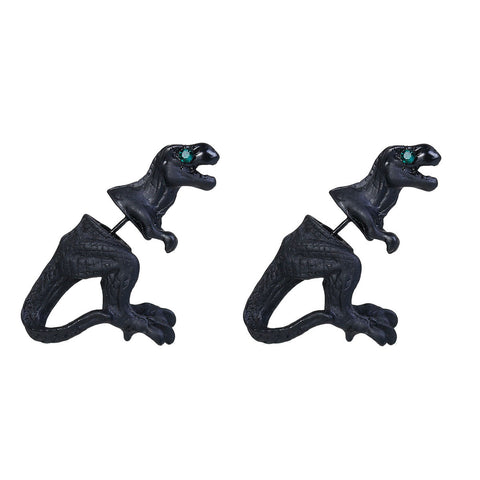 SEXY SPARKLES Sexy Sparkles Dinosaur 3D Double Sided Ear Stud Earrings for Women with Green Rhinestones - Sexy Sparkles Fashion Jewelry - 2