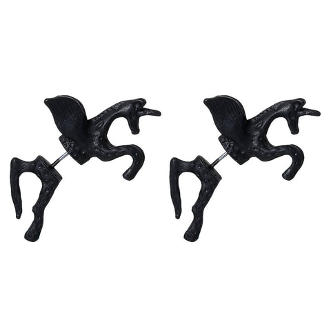 SEXY SPARKLES Sexy Sparkles Pegasus Flying Horse 3D Double Sided Ear Stud Earrings for Women - Sexy Sparkles Fashion Jewelry - 2