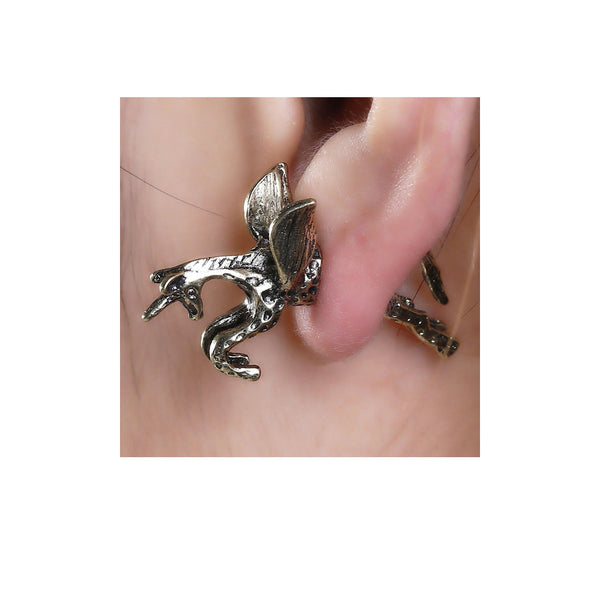 SEXY SPARKLES Sexy Sparkles Pegasus Flying Horse 3D Double Sided Ear Stud Earrings for Women - Sexy Sparkles Fashion Jewelry - 1