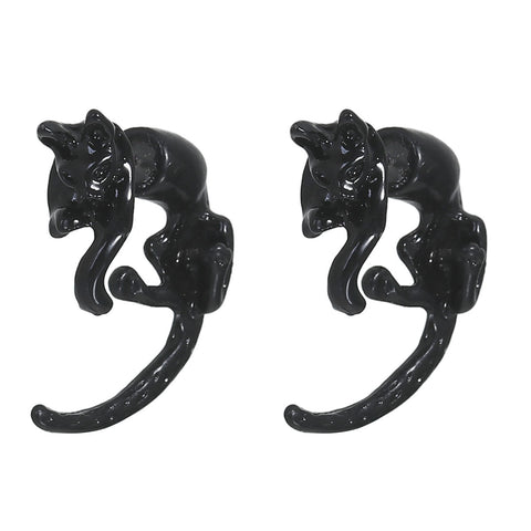 SEXY SPARKLES Sexy Sparkles 3D Double Sided Black Cat Ear Stud Earrings for Women - Sexy Sparkles Fashion Jewelry - 3