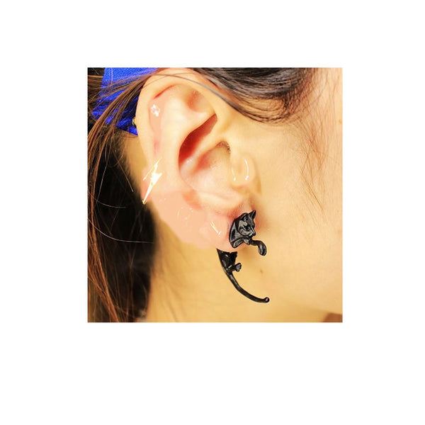 SEXY SPARKLES Sexy Sparkles 3D Double Sided Black Cat Ear Stud Earrings for Women