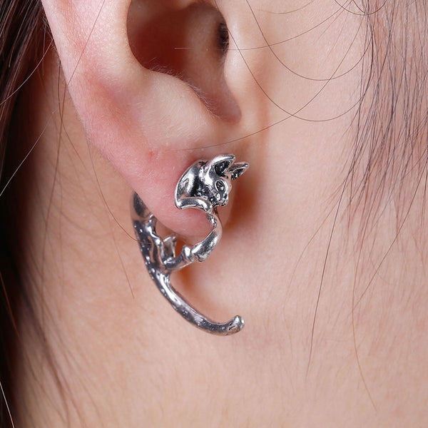 SEXY SPARKLES Sexy Sparkles 3D Double Sided Cat Ear Stud Earrings for Women - Sexy Sparkles Fashion Jewelry - 1