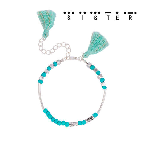 Sexy Sparkles Women and girls Morse Code " SISTER " Bracelet with Tassel - Sexy Sparkles Fashion Jewelry - 3