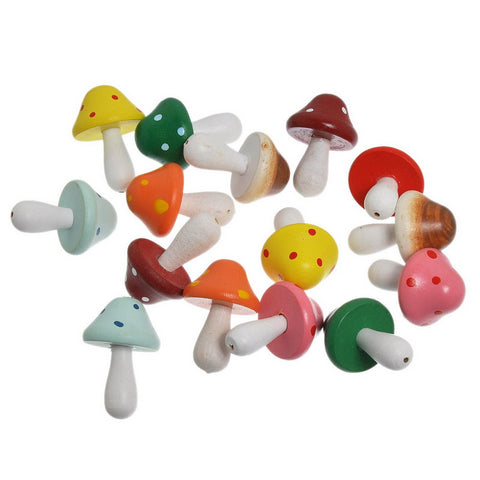 10 Pcs Wood Mushroom Findings Assorted Colors 34mm - Sexy Sparkles Fashion Jewelry - 3