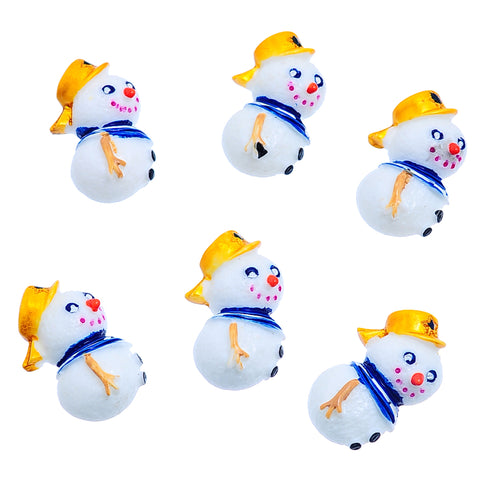 Sexy Sparkles 5 Pcs Christmas Holidays Resin Embellishment Findings (28.2mm x 17.5mm Snowman)