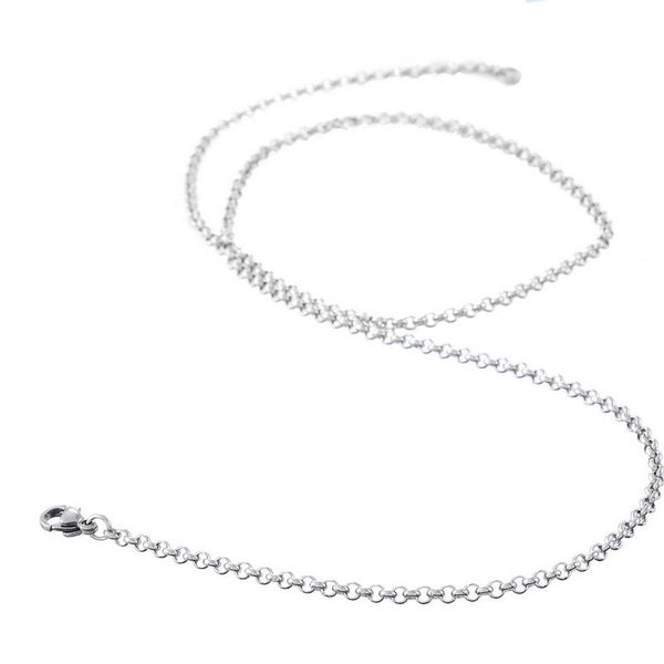 304 Stainless Steel Jewelry Chain Necklace Silver Tone Link Cable Chain With Lobster Claw Clasp