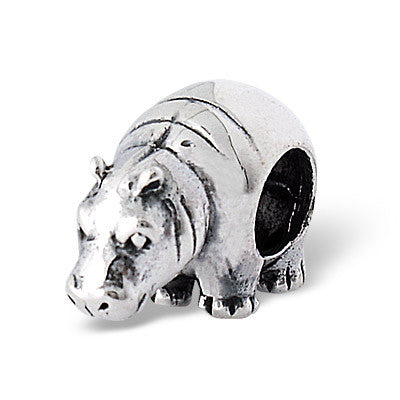 .925 Sterling Silver "Hippo"  Charm Spacer Bead for Snake Chain Charm Bracelet