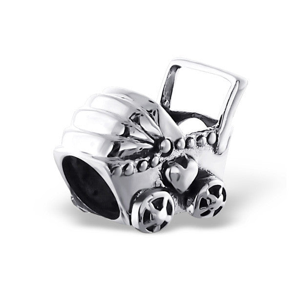 .925 Sterling Silver "Carriage"  Charm Spacer Bead for Snake Chain Charm Bracelet - Sexy Sparkles Fashion Jewelry