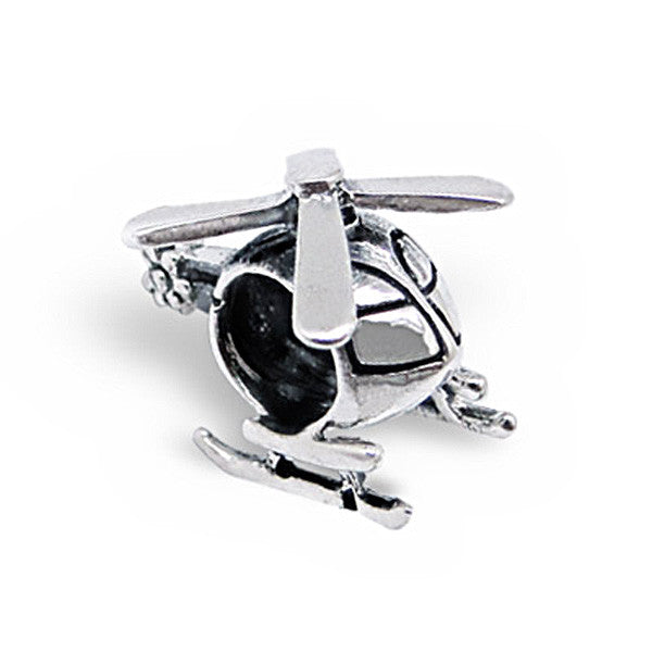 .925 Sterling Silver "Helicopter"  Charm Spacer Bead for Snake Chain Charm Bracelet
