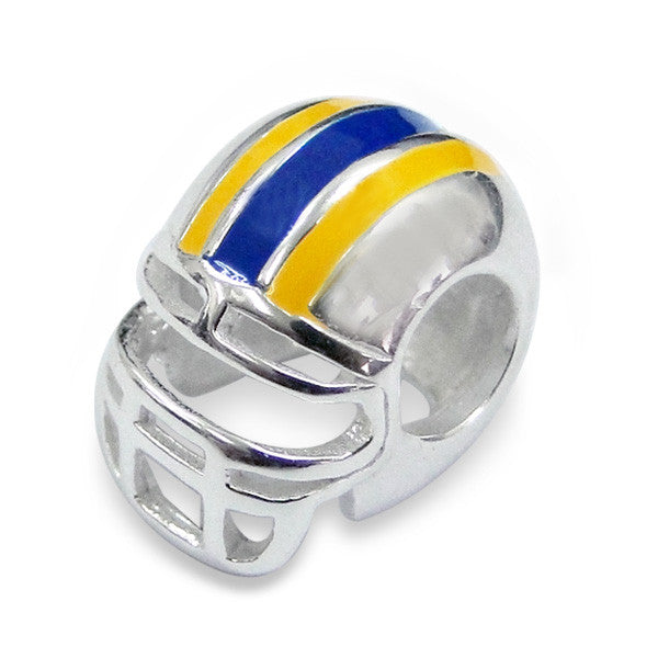 .925 Sterling Silver "Football Helmet"  Charm Spacer Bead for Snake Chain Charm Bracelet