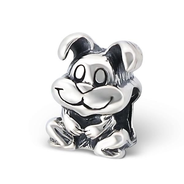 .925 Sterling Silver "Happy Bunny"  Charm Spacer Bead for Snake Chain Charm Bracelet