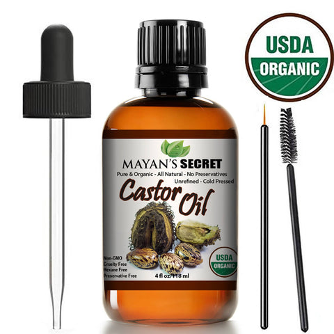 Castor Oil Cold-Pressed, USDA Certified Organic, Hexane-Free Castor Oil - Moisturizing & Healing, For Dry Skin, Hair Growth - For Skin, Hair Care, Eyelashes