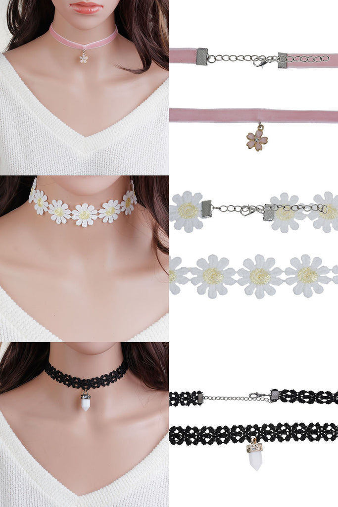 Sexy Sparkles Set of 3 Velvet Choker Necklace for Women Girls