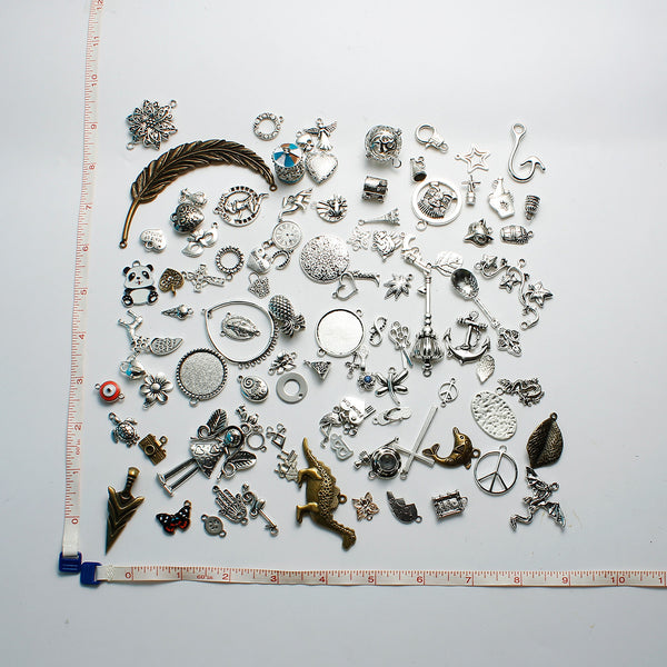 SEXY SPARKLES 100 Mixed Antique Bronze Silver Charms Assorted Mix Tibetan Charms Pendants - Sexy Sparkles Fashion Jewelry - 1