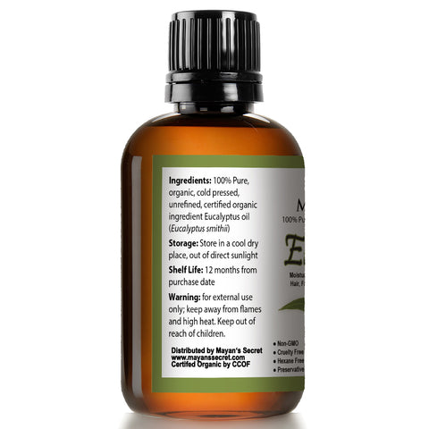 Smithii Eucalyptus USDA Certified Organic, Best Therapeutic Grade Essential Oil  by Mayan's Secret