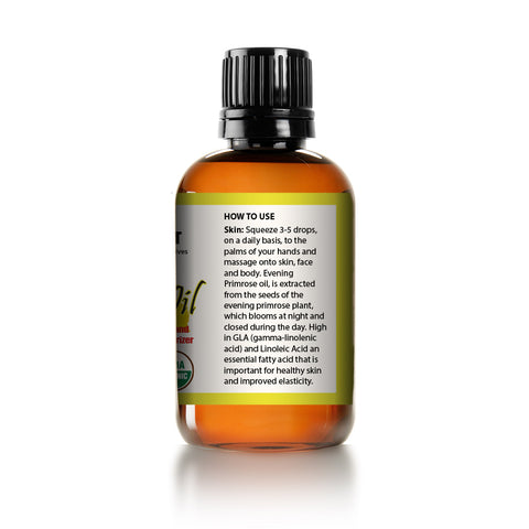 Evening Primrose Oil USDA Certified Organic /Natural / Undiluted/Unrefined /Cold Pressed Carrier Oil. Rich antioxidant to rejuvenate and moisturize The Skin and Hair