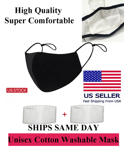 1PCS- Face Reusable Mask Washable Protective Mouth Cotton Mask with 2 Filters