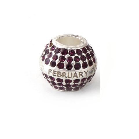"February" Birthday Birthstone With Month Engraved on Charms for Snake Chain Charm Bracelet