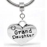 Family Hearts Dangle Charm Bead for Snake Chain Bracelet (Granddaughter)