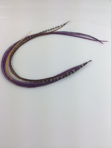 NEW 7-11 Feather Hair Extension Purple,violet,blonde & Grizzly Featehrs (5 Feathers Bonded At the Tip) - Sexy Sparkles Fashion Jewelry - 2