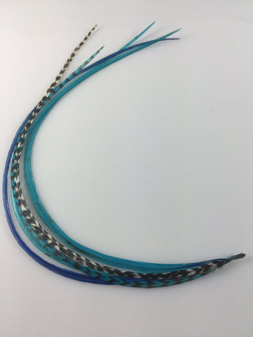 7-10 in Length 5 Beautiful Ocean Blue Feathers Bonded At the Tip for Hair Extension Salon Quality Feathers - Sexy Sparkles Fashion Jewelry - 2