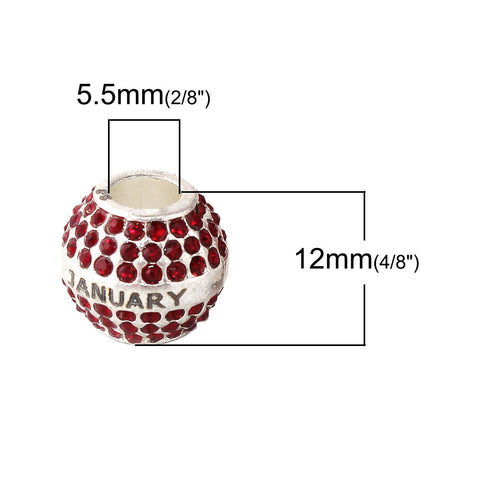 "January" Birthday Birthstone With Month Engraved on Charms for Snake Chain Charm Bracelet