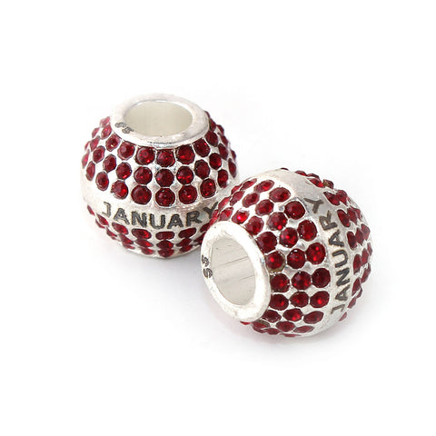 "January" Birthday Birthstone With Month Engraved on Charms for Snake Chain Charm Bracelet