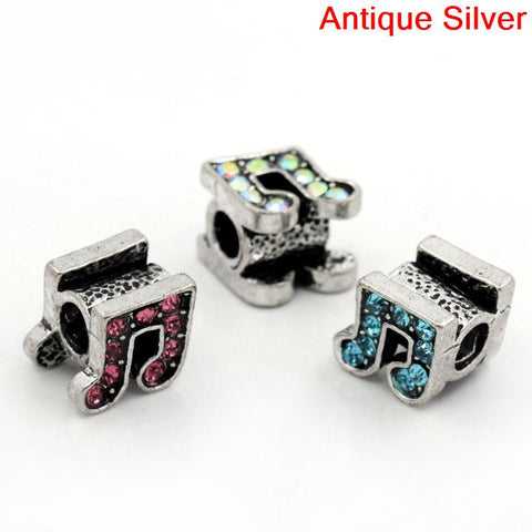 Rhinestone Music Note Charm Bead Spacer for Snake Charm Bracelets (Dark pink) - Sexy Sparkles Fashion Jewelry - 2