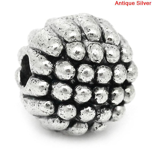 10 Pcs Silver Tone Dot Pattern Carved Spacer Bead 6.5mm (2/8'') Dia, Hole: Approx 1.4mm - Sexy Sparkles Fashion Jewelry