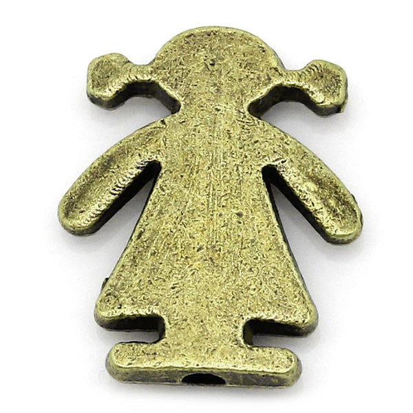 Sexy Sparkles 5 Pcs Spacer Beads Girl Antique Bronze 16mm