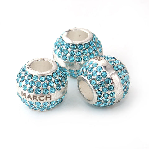 "March" Birthday Birthstone With Month Engraved on Charms for Snake Chain Charm Bracelet