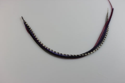 NEW 7-11 Feather Hair Extension Long Thin Dark Purple,Violet ,Black & Grizzly Featehrs (5 Feathers Bonded At the Tip) - Sexy Sparkles Fashion Jewelry - 2