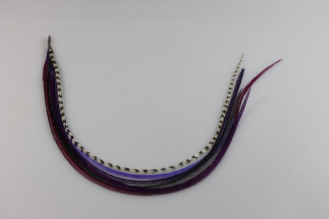 NEW 7-11 Feather Hair Extension Long Thin Dark Purple,Violet ,Black & Grizzly Featehrs (5 Feathers Bonded At the Tip) - Sexy Sparkles Fashion Jewelry - 4