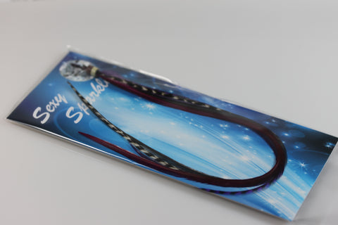 NEW 7-11 Feather Hair Extension Long Thin Dark Purple,Violet ,Black & Grizzly Featehrs (5 Feathers Bonded At the Tip) - Sexy Sparkles Fashion Jewelry - 3