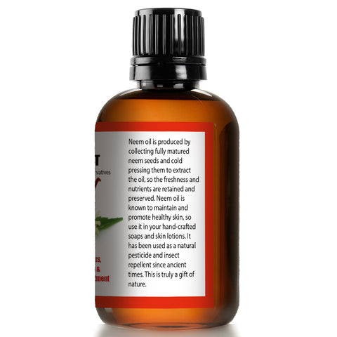 Neem Oil USDA Certified Organic Cold Press, Unrefined for Skincare, Hair Care, and Natural Bug Repellent