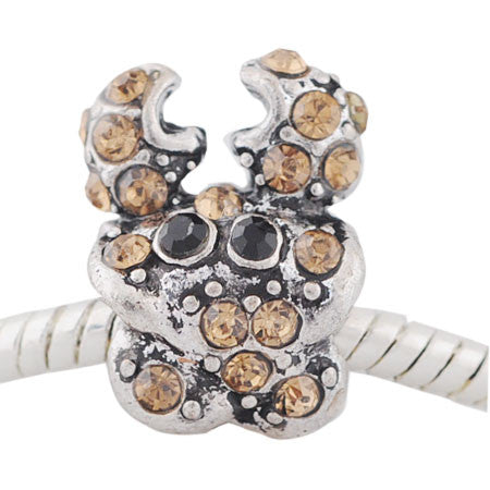 Crab with Crystals Spacer Bead For Snake Chain Bracelet (Topaz) - Sexy Sparkles Fashion Jewelry