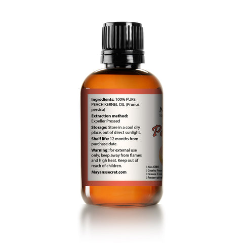 Peach Kernel Oil for Skin Elasticity,Firming, Hair, Massage and Nail Care. 4 Fl. oz