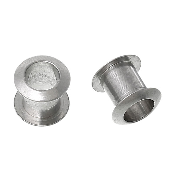 Sexy Sparkles 5 Pcs Stainless Steel Bobbin Spacer Beads Silver Tone 8mm