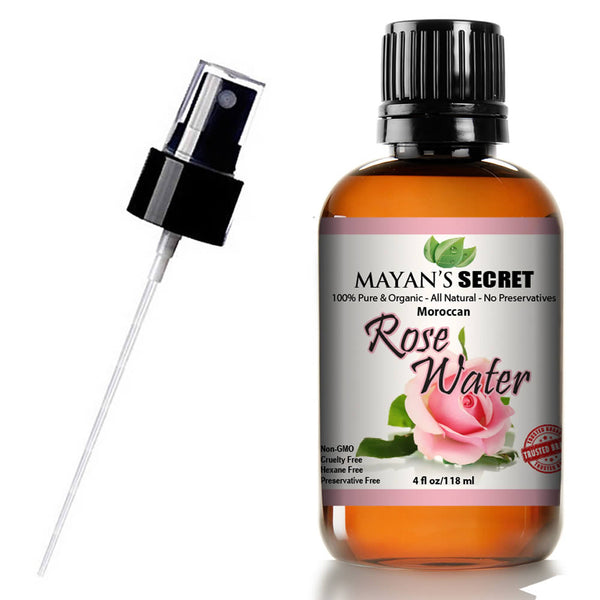 Rose Water Facial Toner Pure Natural Moroccan Rosewater Hydrosol Face Spray 4 oz by Mayan's Secret