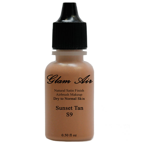 Large Bottle Airbrush Makeup Foundation Satin S9 Summer Tan Water-based Makeup Lasting All Day 0.50 Oz Bottle By Glam Air - Sexy Sparkles Fashion Jewelry - 1