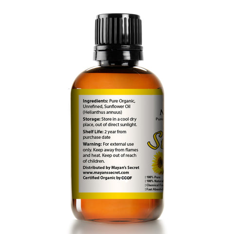 SUNFLOWER SEED OIL MOISTURIZER - 4oz size | USDA Certified Organic Cold Pressed - High Linoleic | Best for Acne Prone Oily Skin and Face | Daily or Nighttime Facial Regimen for Men & Women