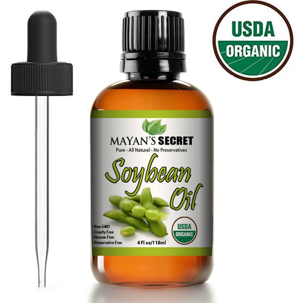 USDA Certified Organic Soybean oil Cold Pressed 100% Pure for Skin, Hair and Body 4fl oz