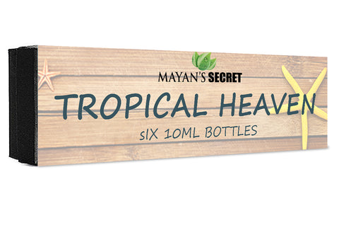 Mayan's Secret Premium Grade Fragrance Oil -Tropical Heaven- Gift Set 6/10ml Ocean Breeze, Honeydew Melon, Pina Colada, Pineapple, Mango, Coconut Cream Pie