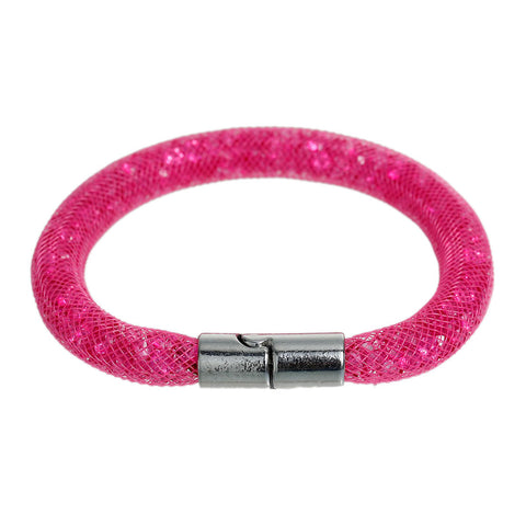 Shiny Rhinestone Crystal Stardust Mesh Magnetic Wrap Bangle Bracelet - Sexy Sparkles Fashion Jewelry - 1