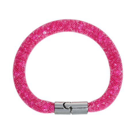 Shiny Rhinestone Crystal Stardust Mesh Magnetic Wrap Bangle Bracelet - Sexy Sparkles Fashion Jewelry - 2
