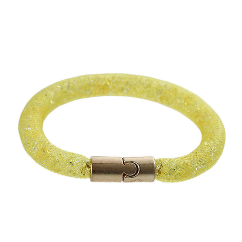 Yellow Shiny Rhinestone Crystal Stardust Mesh Magnetic Wrap Bangle Bracelet - Sexy Sparkles Fashion Jewelry - 1