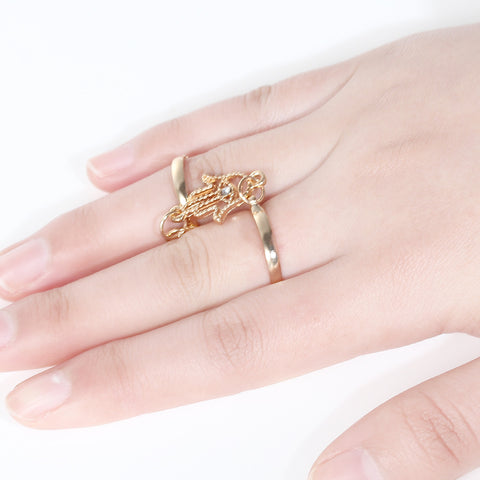 Sexy Sparkles Adjustable Women's Band Knuckle Midi Rings Set Gold Tone Hamsa Symbol Hand Eye - Sexy Sparkles Fashion Jewelry - 1