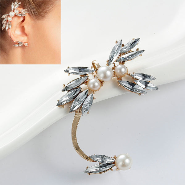 SEXY SPARKLES Ear Cuff Clip On Stud Wrap Earrings For Right Ear W/Clear Rhinestones